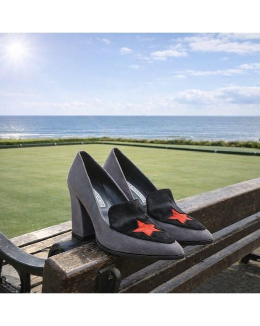Rosamund Muir London Blue Maria Suede & Calf Hair With Star Loafers