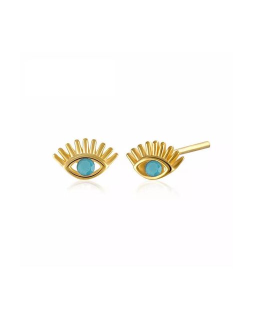 Spero London Metallic Bleu Eye Stud Earring Sterling