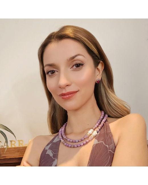Farra Pink Agate Oval Shaped Earrings