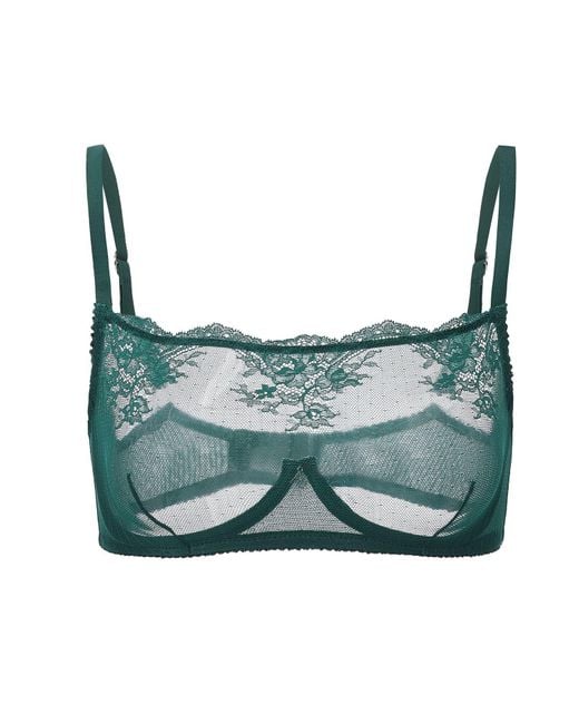 Amour D'agnette Blue Kim High-Neck Sheer Lace Underwire Bra