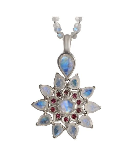 Emma Chapman Jewels Blue Stella Moonstone Garnet Pendant