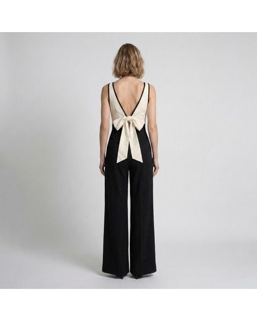 Modenaire Black Two Tone Jumpsuit Sculpted Wrap Form