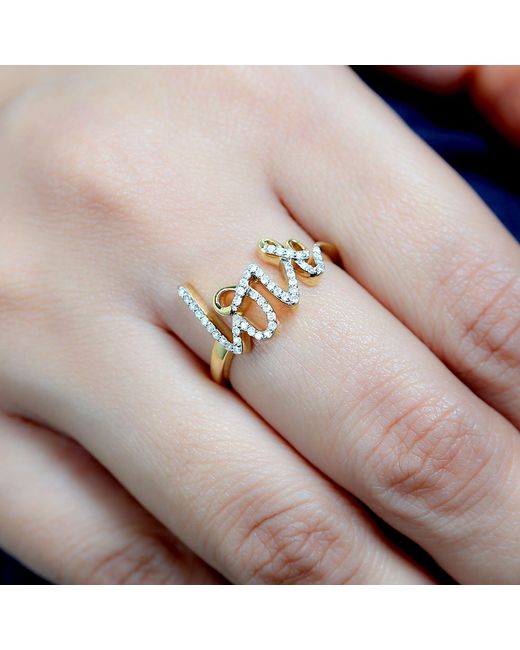 Artisan Metallic Diamond “Love” Script Ring