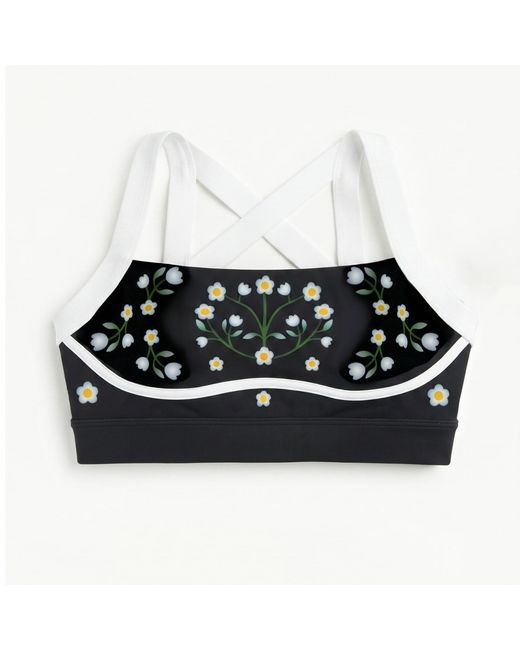 Jessie Zhao New York White Day Night Garden Reversible Racerback Sports Bra