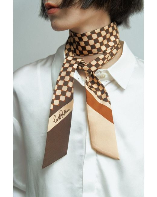 Lost Pattern Metallic Checkerboard Twilly Scarf