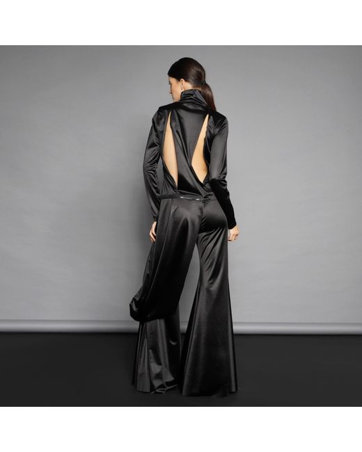 Silvia Serban Black Lycra Flared Pants