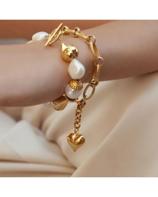 LINYA JEWELLERY Metallic Milazo Heart Chain Bracelet