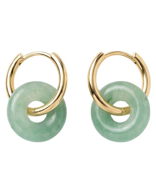 seree Green Marlo Jade- Gemstone Hoop Earrings