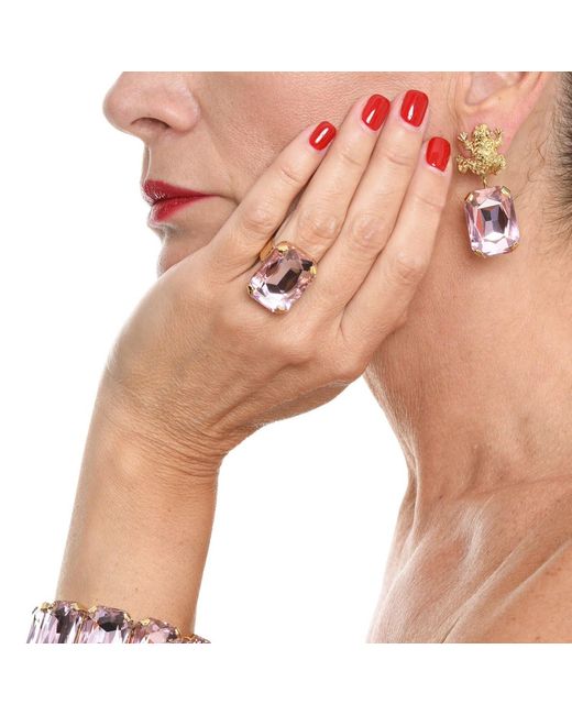 Addicted Pink Celeste Plated Ring With Crystal