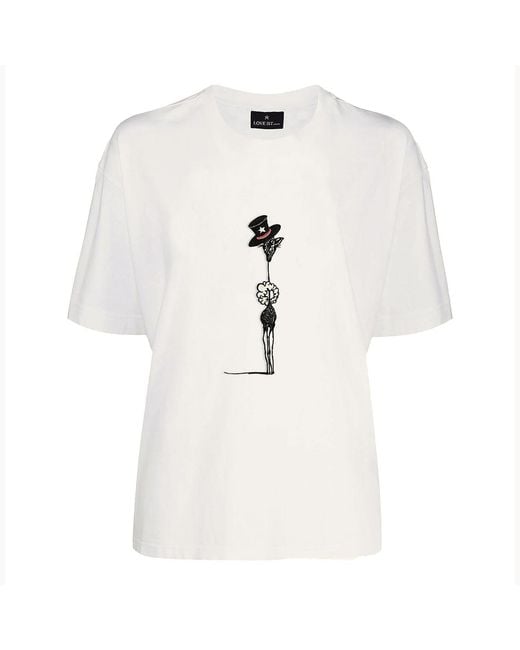LOVEIST STORE White Giraffa Embroidered T-Shirt
