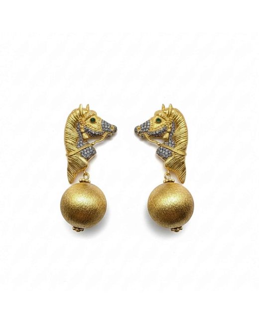 Silver & Elegant Co. Metallic Sculpted Horse Head Thick Plated Bronze Earrings