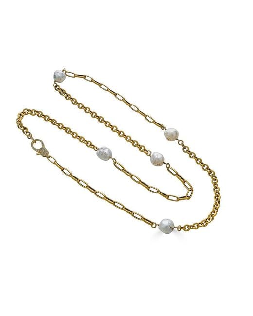 Loni Paul Jewelry Metallic Baroque Pearl Mixed Chain Necklace