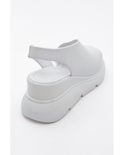 Forever & Always Shoes White Agusto Leather Platform Sandal