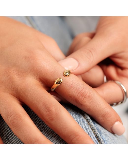 Lily Charmed Metallic Plated Open Paw Hug Ring