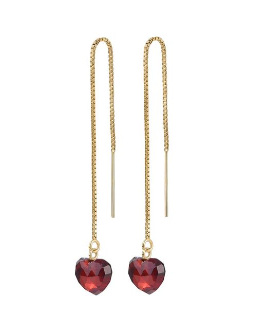 Katy Faye Multicolor Louise Garnet Heart Threader Earrings