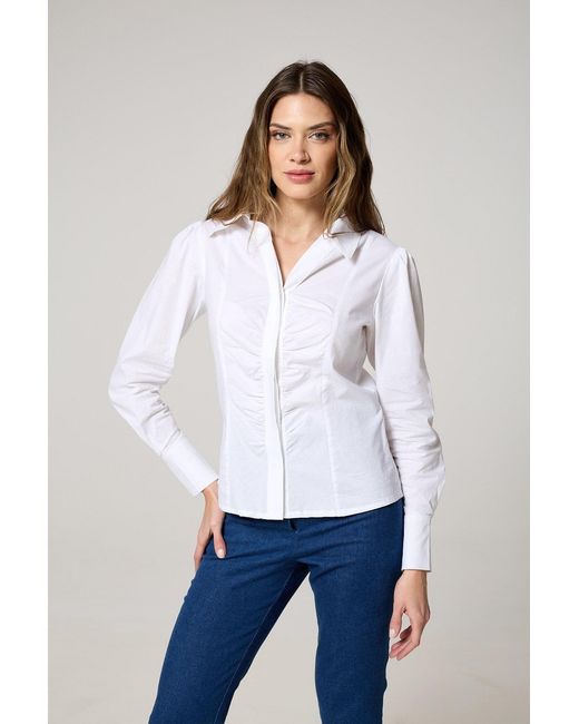 K-Win London White Classic Ruched Shirt
