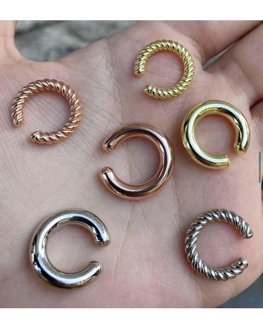 Spero London Metallic Chunky Sterling Ear Cuff No Piercing Pair