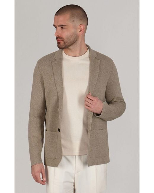 Paul James Knitwear Gray Lightweight Jaspe Cotton Ezra Knitted Blazer for men