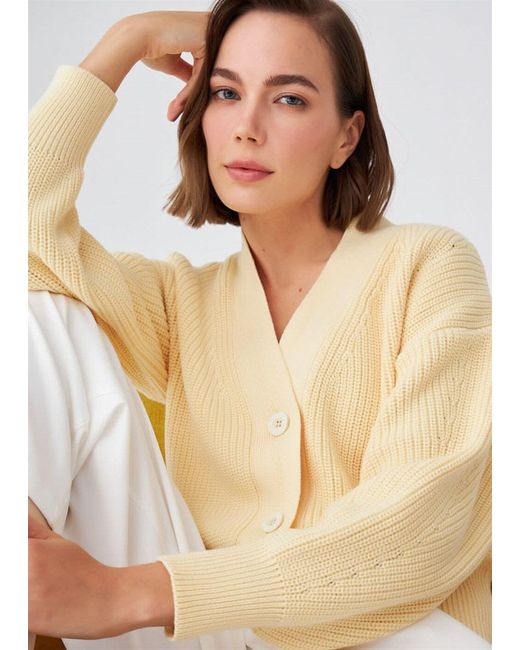 Peraluna Yellow Olivia V-Neck Cardigan
