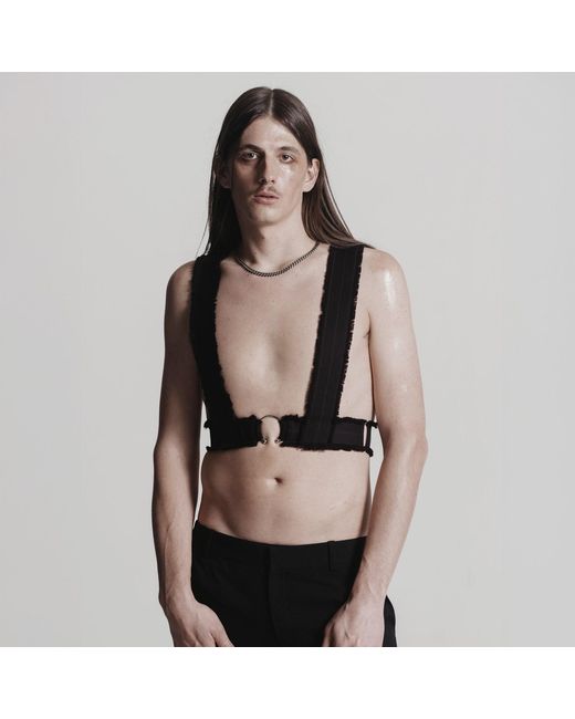 Salteye Studio Black Hand-Frayed Harness for men