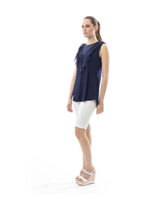 Conquista Blue Tulle Detail Top