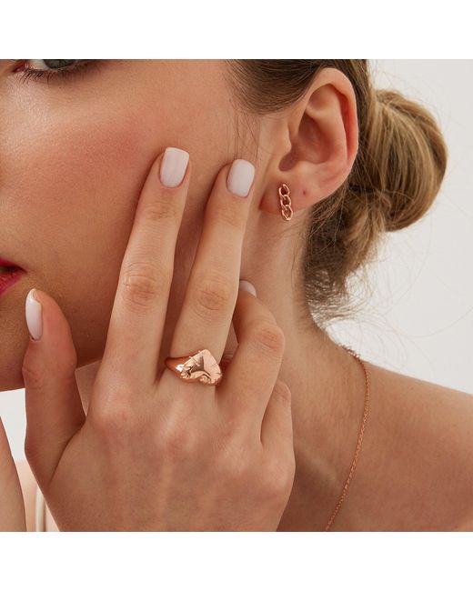 Spero London Metallic Chunky Love Heart Signet Sterling Ring