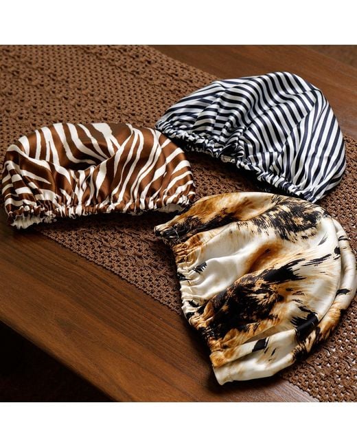 Soft Strokes Silk Brown Pure Mulberry Silk Double Layer Bonnet Zebra