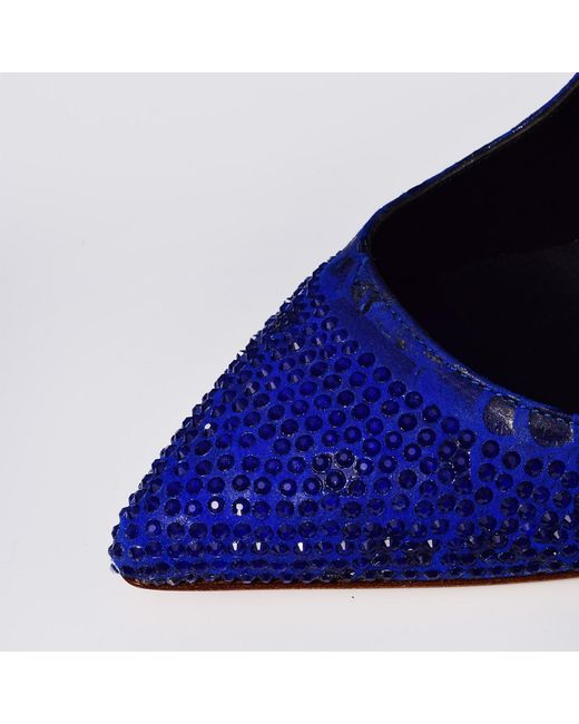 Aethra Shoes Blue Aqua Suede Crystal-Embellished Pointed Toe Stiletto Pumps