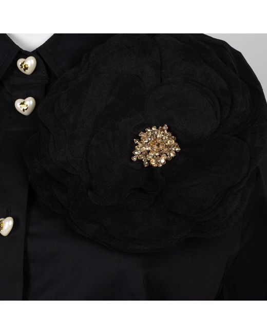 House of Laines London Black Laines Couture Tie Shirt With Corsage