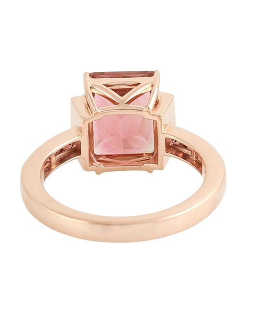 Artisan Pink Rose Tourmaline & Diamond Ring