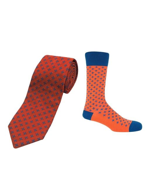 Peper Harow - Made in England Red Crosslet Tie & Socks Groom's Set for men