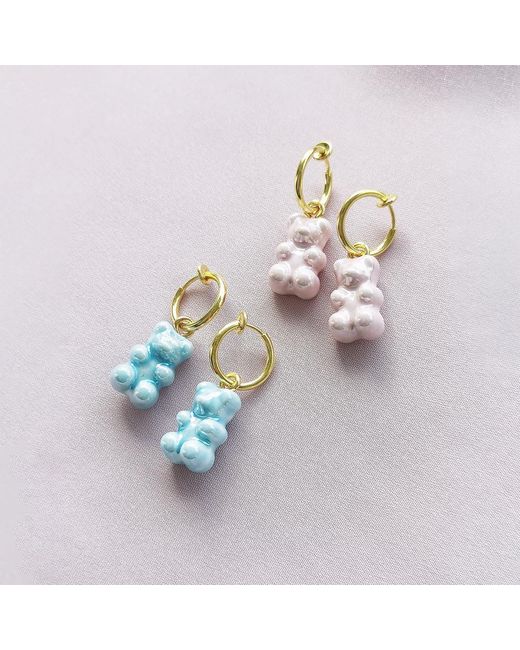 POPORCELAIN Metallic Sweet Porcelain Gummy Bear Earrings