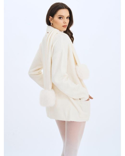 Miss Circle New York White Sera Wool-Blend Ribbed Knit Mini Shorts