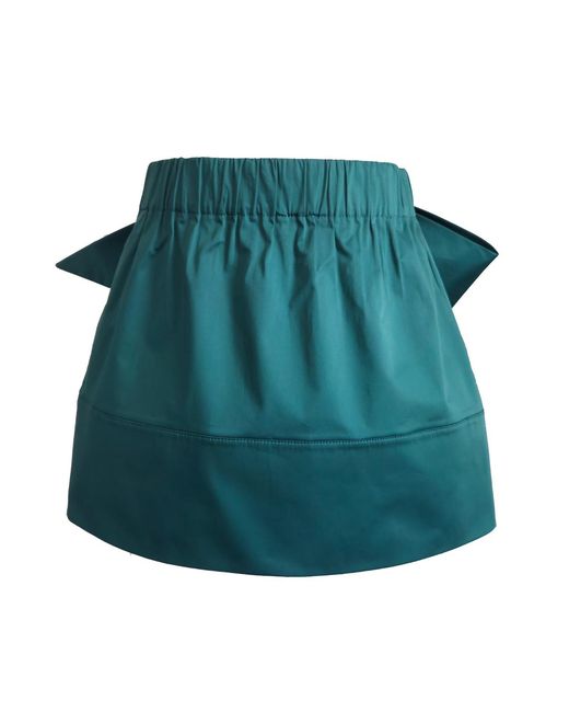 Langner Green Back Bow Cotton Mini Skirt
