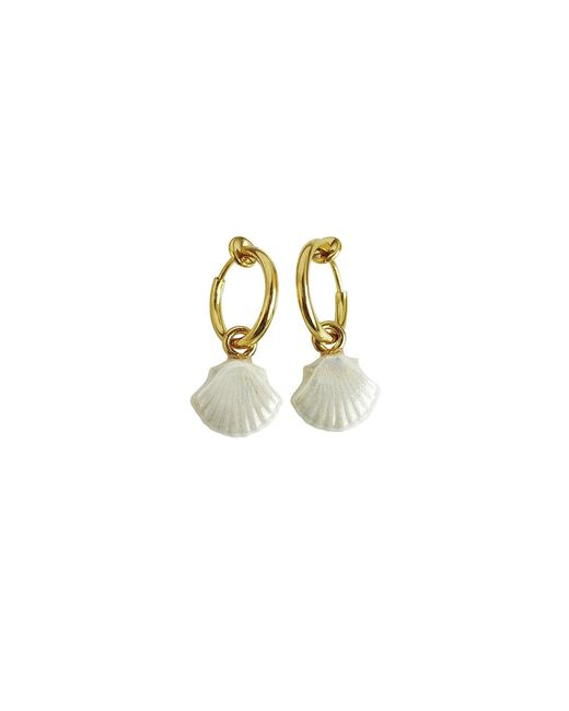 POPORCELAIN Metallic Mini Porcelain Seashell Earrings, Tone