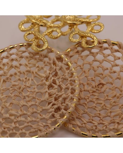 Nart Nature Making Art Metallic The Buriti Natural Fiber Lace Earrings