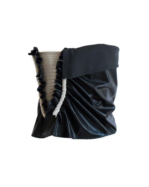 Ccy Currency Black Halterless Frill Top
