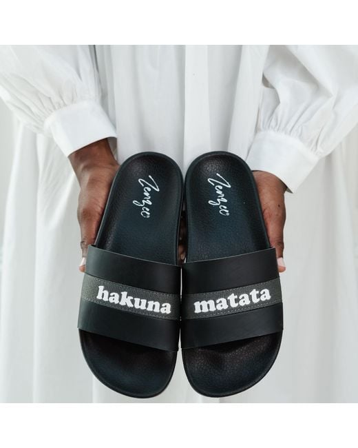 Zenzee Black Hakuna Matata Slide Sandals