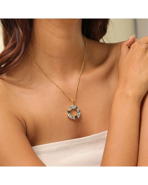 GEM BAZAAR Blue Topaz Trilogy Pendant