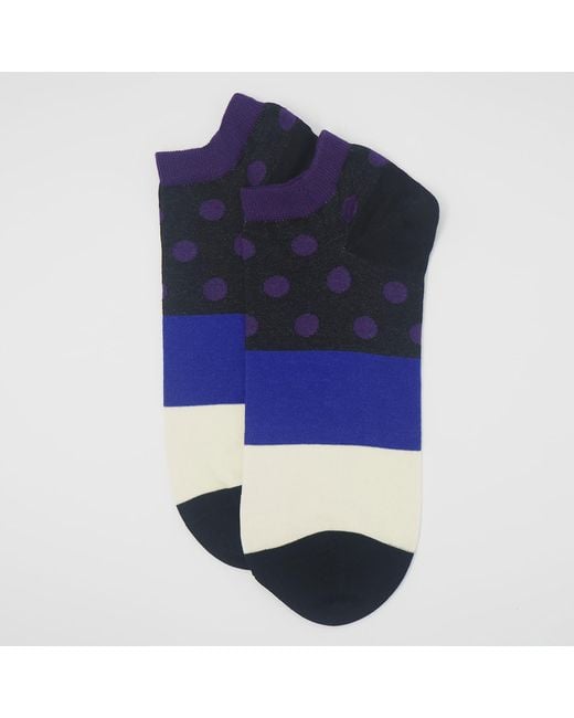 Peper Harow - Made in England Blue Mayfair Trainer Socks – for men