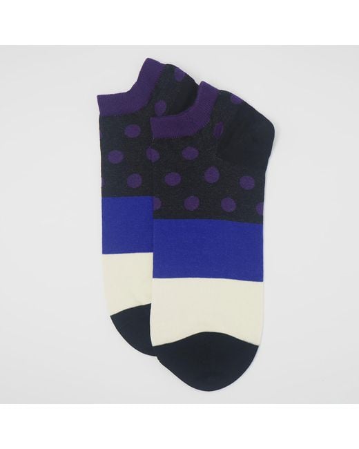 Peper Harow - Made in England Blue Mayfair Trainer Socks – for men