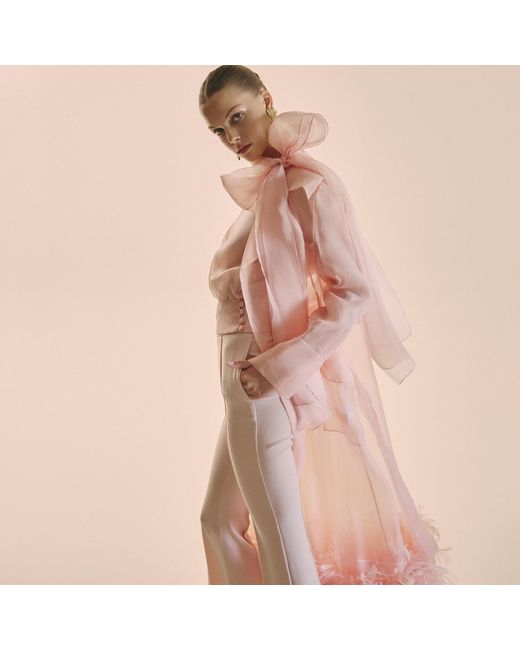Lita Couture Pink Flawless Bow Organza Blouse