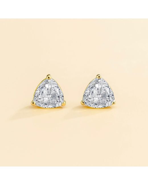 Juvetti Metallic Trillion Diamond Solitaire Stud Earrings