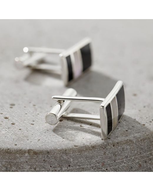 Posh Totty Designs Multicolor Onyx And Mother-Of-Pearl Cufflinks for men