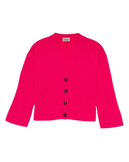 Loop Cashmere Lofty Cashmere Cardigan In Hot Pink
