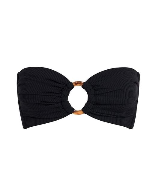 Montce Black Rib Tori Bandeau Bikini Top