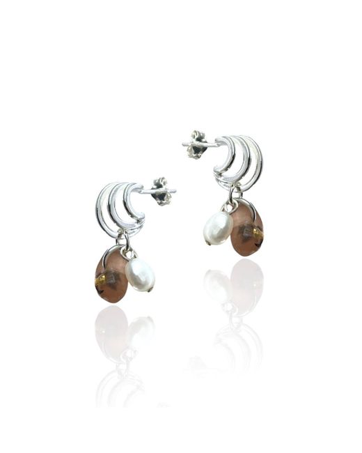 Bio-Trimmings Metallic Galton Trio Pearl Hoop Earrings