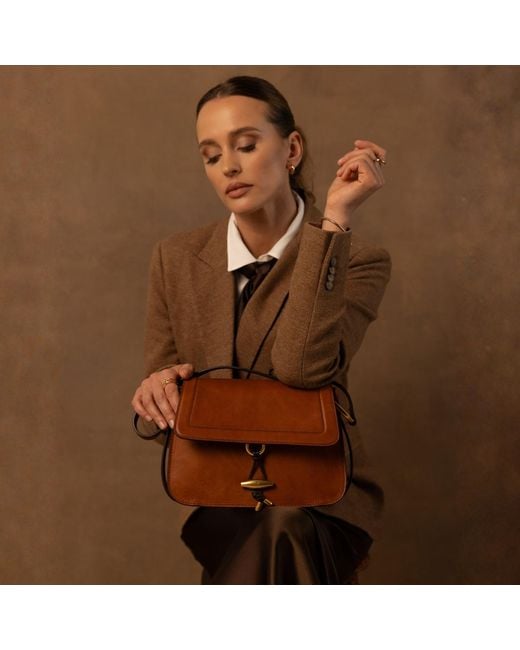 Time Resistance Brown Leather Flap Bag For