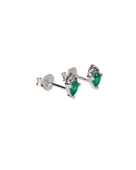 NASI SILVER Green Pear Atarah Studs- Crystal Spinel & Topaz