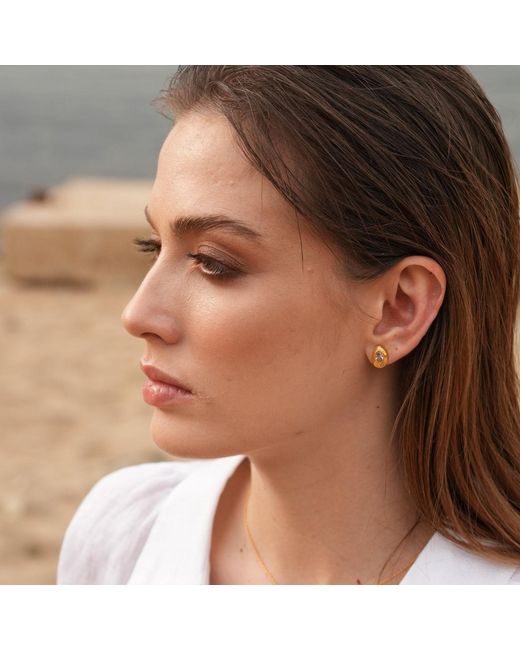 LINYA JEWELLERY Metallic Ella Stone Stud Earrings